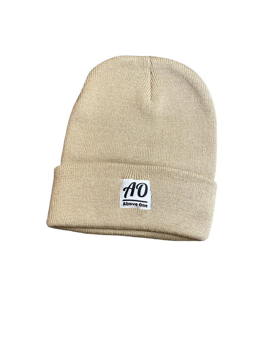 Camel / off white beanie